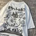 Women T-Shirts Cartoon Couple Print Short-sleeved T-shirt Female Harajuku with Style Couple Loose Streetwear y2k Clothes Tops. 