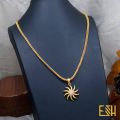 Gold Plated 18/24 Inch 2.5mm Singapore square fox chain with Sun Pendant chain for women. 