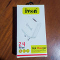 IVON Micro USB Charger High Current Fast Efficient Charging Safe and Energy Saving 2.4A Output Charger. 