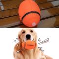 Dog Toy Rubber Squeak Rugby Shape Chew Pets Play Toy Funny Bone Face Design Interactive Play Oval Dog Toys for Medium Large Dogs Cat Puppy Sound Tool Supplies. 