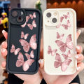 TA for Infinix Note 12 G96 Back Cover Soft Square Ladder Pink butterfly  Pattern Cases Silicone Camera Protection Phone Case. 