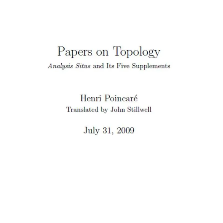 Papers on Topology analysis situs and its five supplements