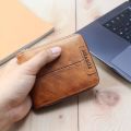 SHABILI Short Wallet for Men Leather Wallet Zipper Card Holder Coin Purse. 