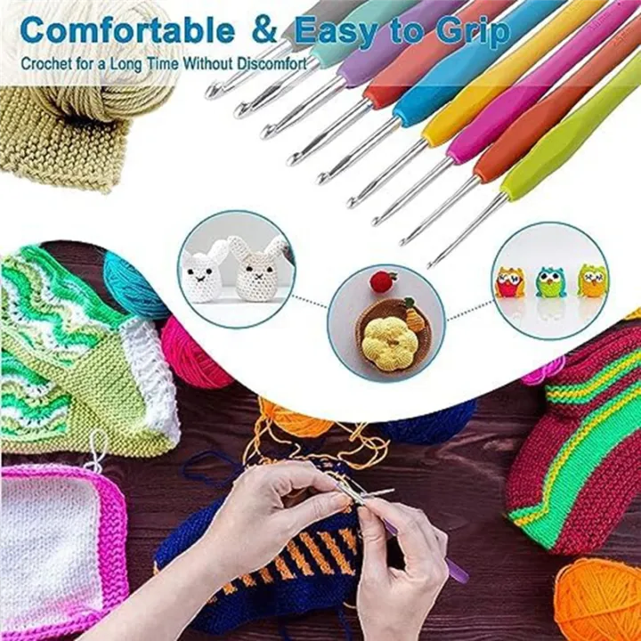 9%20Pieces%20Crochet%20Hooks%20Extra%20Long%E2%80%AF%20Knitting%20Needles%20Ergonomic%20Handle%20Crochet%20Hooks%20Set%20-%20Image%202