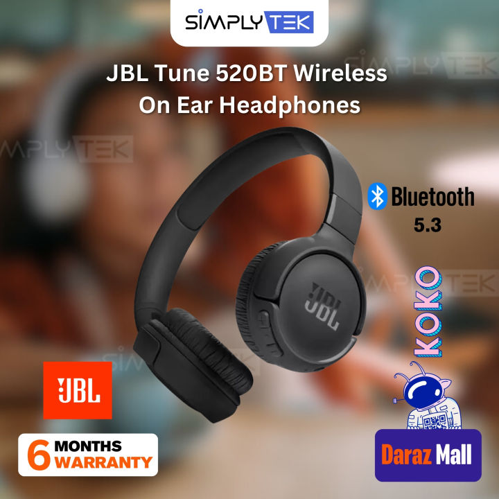 JBL Tune 520BT Wireless On-Ear Headphones, Speed Charge, Lightweight, Comfortable and Foldable Design, Hands-Free Calls with Voice Aware