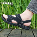 Tusilong Summer New Men's Sandals Genuine Leather Thick Bottom Non-Slip Beach Shoes Casual Soft Bottom Sandals. 