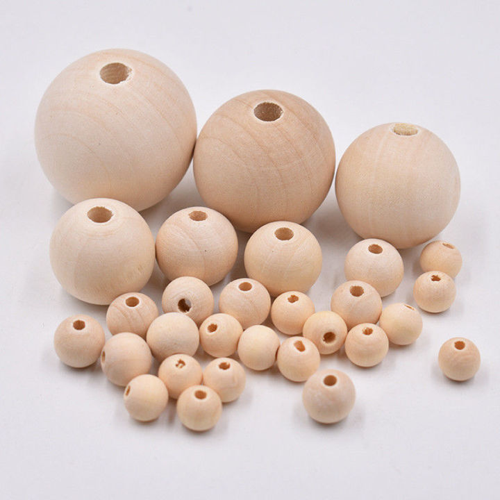 50pcs Round Wood Spacer Bead Natural Unpainted Wooden Ball Beads DIY Craft Jewelry