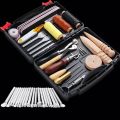 Leather Working Tools and Supplies with Tool Box Perfect for Stitching Punching Cutting Sewing Leather Craft Making. 