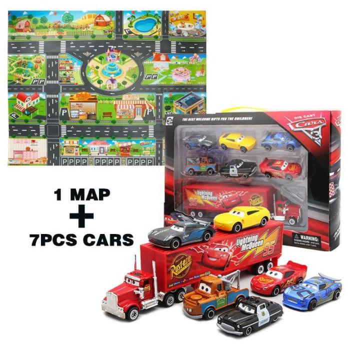 【Wildfolk Studio】LEO 1:64 Cars 3, 7 In 1 Lightning McQueen, 7 alloy cars, Vehicle,Toy Car, Children's Toy,Vehicle for kids & Collection,Toys & Games