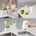 3-Piece Sink Tidy Set Plus - Kitchen Sink Organizer with Built in Soap Dispenser, Dishwasher Liquid, Brush, Sponge, etc.. 