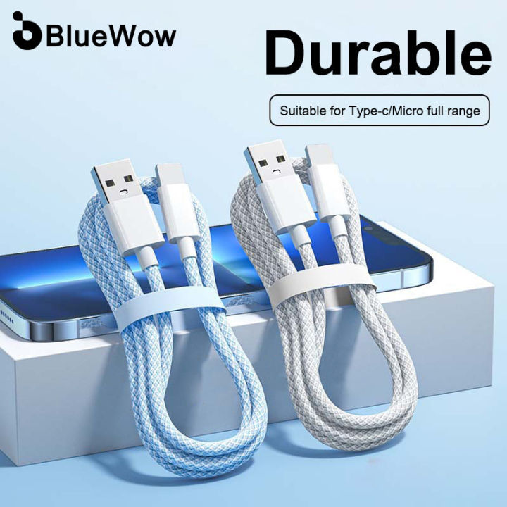 BlueWow 3-in-1 Macaron 1.2M Colorful Fast Charging Data Cable Is Suitable for Micro Type C Iphone Fast Charging