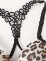 Pretty Design Fancy Lingerie Women 2 Piece Lace Underwear Clothing Leopard Print Bra Panty Sets Camisole Design A3159. 