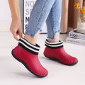 Short Fashion Non-Slip Rain Boots Rain Boots Women's Boots Kitchen Rain Boots Women's Waterproof Shoes Warm Cotton Winter Water Shoes. 