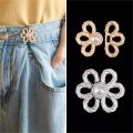 Fashion Alloy Flower Pants Button Tightener Waist Buckle Adjustable Flower Jean Fit Tighten Buckles Waist Clip Jean Buttons for Loose Jeans Jeans. 