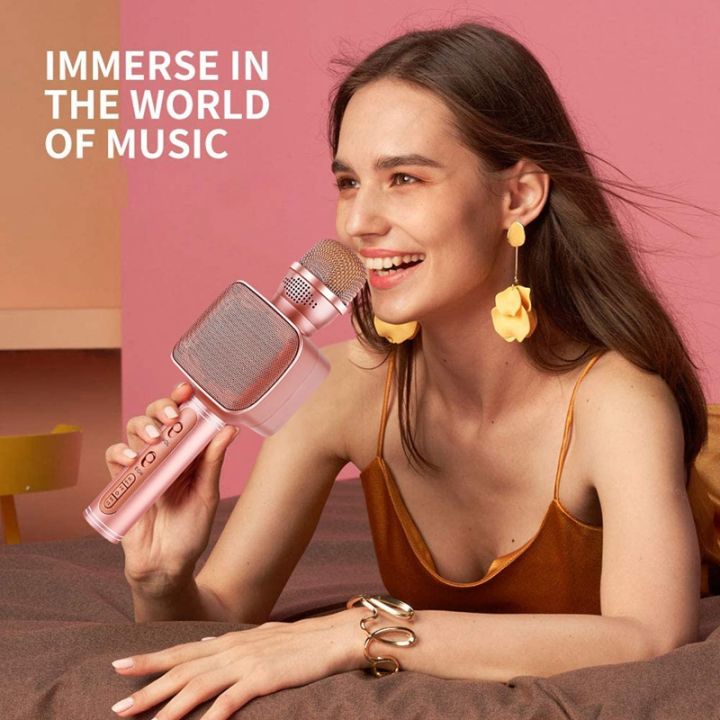 YS-68 Rechargeable Wireless Karaoke Handheld Microphone USB KTV Player wireless Mic Speaker Magic Sound Wireless Microphone Karaoke Microphone Portable Microphone Family Outdoor Activities Children Gifts Bluetooth Speaker Portable Speaker jblbt Live Mic