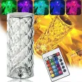 USB Rechargeable Rose Diamond Lamp for Bedside Acrylic LED Touch Table Light 3D Projection 16 Colors Night Lights Crystal Table Lamp. 