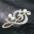 Fashion Crystal Broochs Rhinestone Music Note Brooch Pin Trendy Imitation Pearls Broochs Women's Wedding Pin Gift Party. 