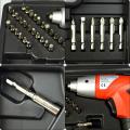 45 Pieces Cordless Screwdriver Kit, Rechargeable Drill with Flexible Handle, LED Light, and Extensive Bit Set for Precision Work. 
