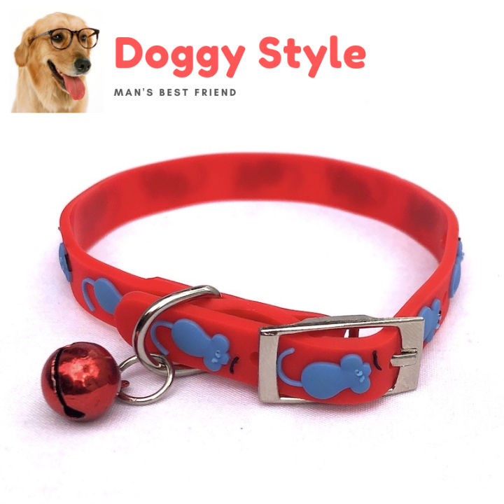 Pet Dog Cat Silicone Necklace Neck Collars with Bell Puppy Cats