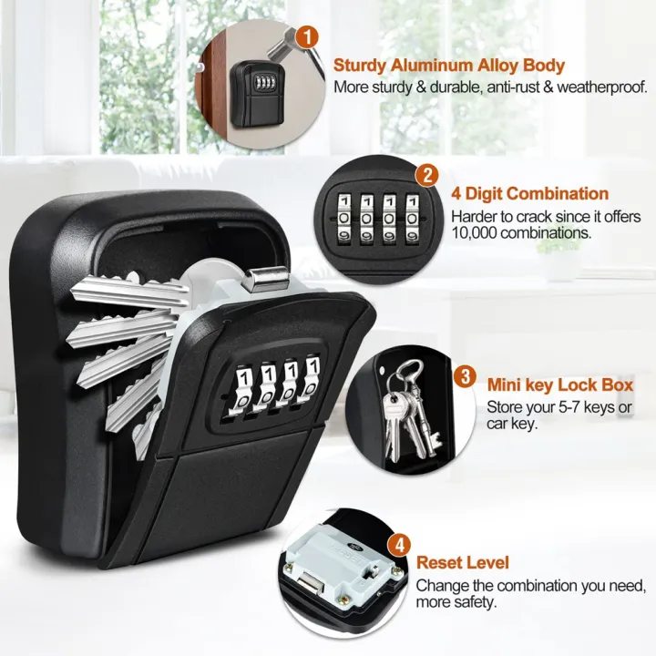 Key%20Box%20Wall%20Mounted%20Mini%20Key%20Safe%20Outdoor%20Key%20Box%20with%20Resettable%204-Digit%20Numeric%20Code%20Waterproof%20Key%20Box%20(Black)%20-%20Image%202