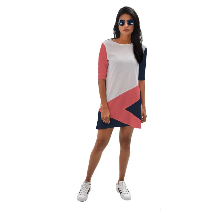 Privi Fashion Knit Color Block Dress for Women