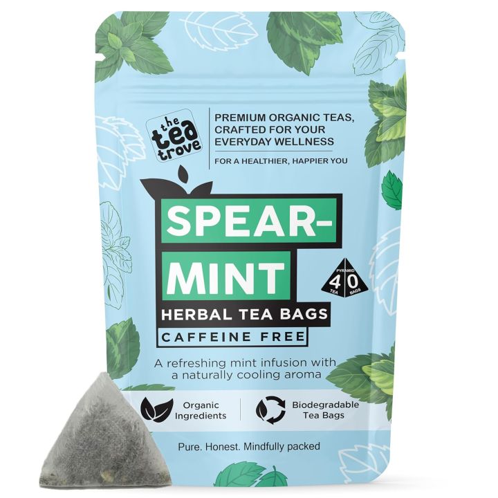 The Tea Trove Organic Spearmint Tea Bags - 40 Eco-Friendly Tea Bags (Pack of 1) FROM INDIA(SAM)