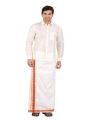 Cotton White 3.7 Meters Length Veshti with Colored Border. 