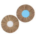 Seagrass Wall Mirror Woven Hanging Wall Mirror Decorative HD Mirror Antique Lightweight Easy To Use Round Fashionable for Bedroom. 