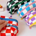 【HOT】 Kawaii Checkerboard Pencil Case Back To School For Girls Large Capacity Pen Bag School Supplies Cute Korean Stationery. 