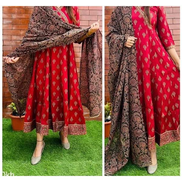 Beautiful long frock kurti with shawl for women and girls latest trending fashion Daraz.lk