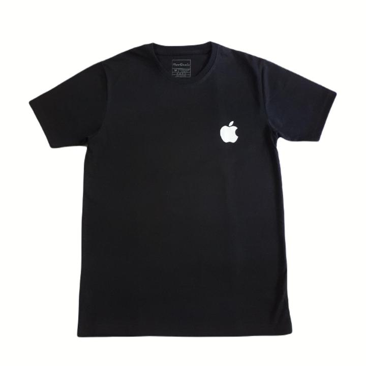 Unisex Apple Logo Printed T shirts Cotton blended Black color Daraz.lk