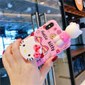 【BestGO】Cute Hello Kitty Phone Case For VIVO Y85 / VIVO V9 Pink Theme Kitty Cat Doll Silicone Phone Back Cover with Folding Stand and Lanyard. 