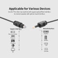 HXSJ Gold-Plated Toslink To Mini Toslink Digital Optical Fiber Square To Round Interface 3.5Mm Audio Cable 150Cm (Black). 