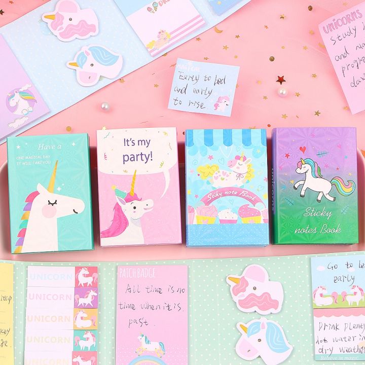 Lovely Cute Unicorn Party 6 Folding Memo Pad N Times Sticky Notes Memo ...