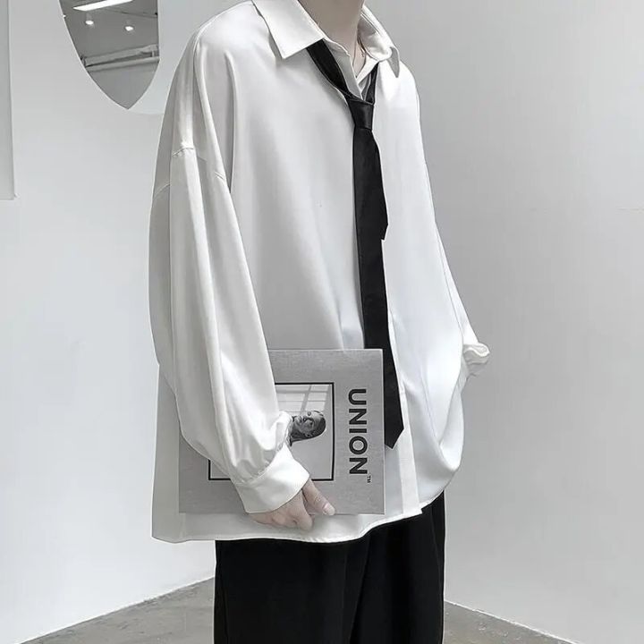 Black%20Long-sleeved%20Shirts%20Men%20Korean%20Comfortable%20Blouses%20Casual%20Loose%20Single%20Breasted%20Shirt%20With%20Tie%20-%20Image%205