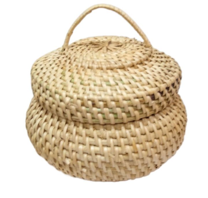 Cane Storage box (Kuruniya) Hand Woven Eco Friendly Traditional Lid ...