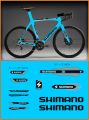 SHIMANO Push Bike Cycle Stickers Mountain Bike Luminous Reflective & PVC Plotter Cutting Stickers 10 Piece Full Set. 