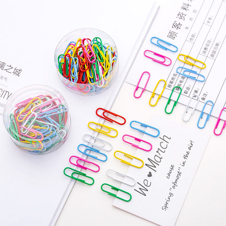 50pcs/box Rainbow Colored Paper Clip Metal Clips Memo Clip Bookmarks