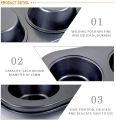 QP 6 Cups Muffin Pan Set, 2 Pack Bakeware Non-Stick Cupcake Baking Pan Heavy Duty Carbon Steel Muffin Tins Baking Tray for Cakes. 