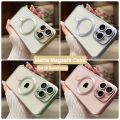 Luxury Magsafe Case Logo Hole Case For iPhone 15 14 13 12 11 Pro Max SE 2020 Back Cover Wireless Charging Transparent Build-in Lens Camera Protection Case. 