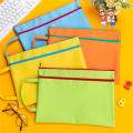 Colorful Double Layer canvas Cloth Zipper Paper File Folder Book Pencil Pen Case Bag File Document Bags. 