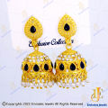 22 K Gold plated Black Stone Jimikki Earrings With White Pearl Fashion Earrings For Women. 