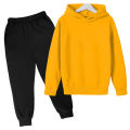 Children's Top and Bottom Clothes Set Soft Hoodies Solid Color Sweatshirt For Girls Autumn Casual Boys Hoodie Sportswear Pants. 