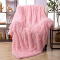 (size : 35 x 60) Inches Luxury Faux Fur Blanket Thicken Warm Elegant Cozy Faux Fur Throws For Sofa Throw Blanket Pink Color. 