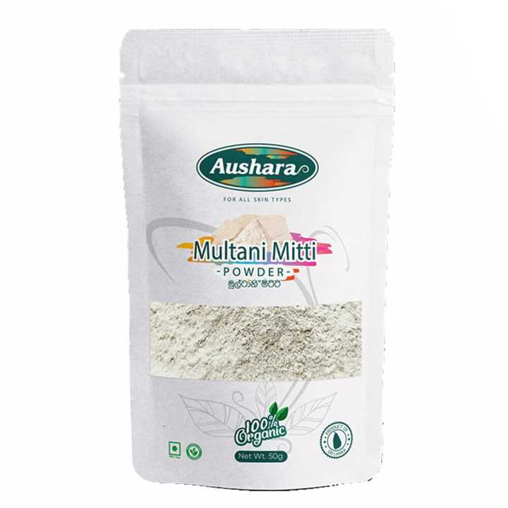 Aushara Multani Mitti Fullers Earth Indian Healing Clay Mud face Mask Powder for Face Hair Pack - Pure Bentonite Clay Pore Minimizer Oil Minimizing Rejuvenating Even Skin Tone Acne Scar Treatment 50g