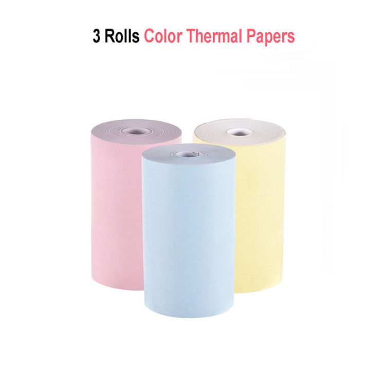 3 Rolls Thermal Mini Printer Paper Colorful Roll Blue Word Self ...