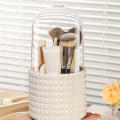 Large capacity transparent rotating pen holder Acrylic dust brush barrel with lid 360 rotating desktop cosmetic storage box. 