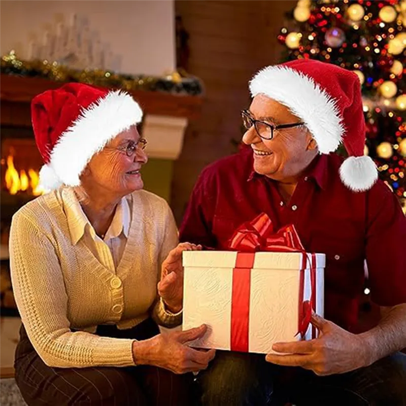 BOSONER Weihnachtsmütze Für Erwachsene – Roter Samt Mit Weißem Fell, Unisex Partyhut