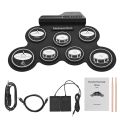 7 Pads Electric Drum Set ,Portable Roll Up Drum Practice Pad Drum. 