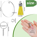 Acrylic Transparent Key Ring Set Key Fob Clear Acrylic Blank Pendants Clear Round Acrylic Blanks With Tassels Key Ring Jump Rings. 